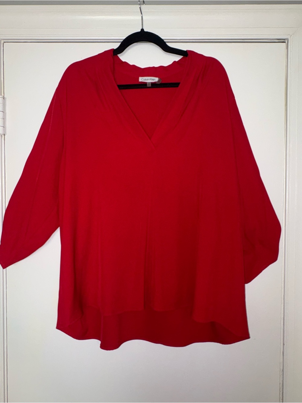 Calvin Klein Bright Red V-Neck Tunic Top